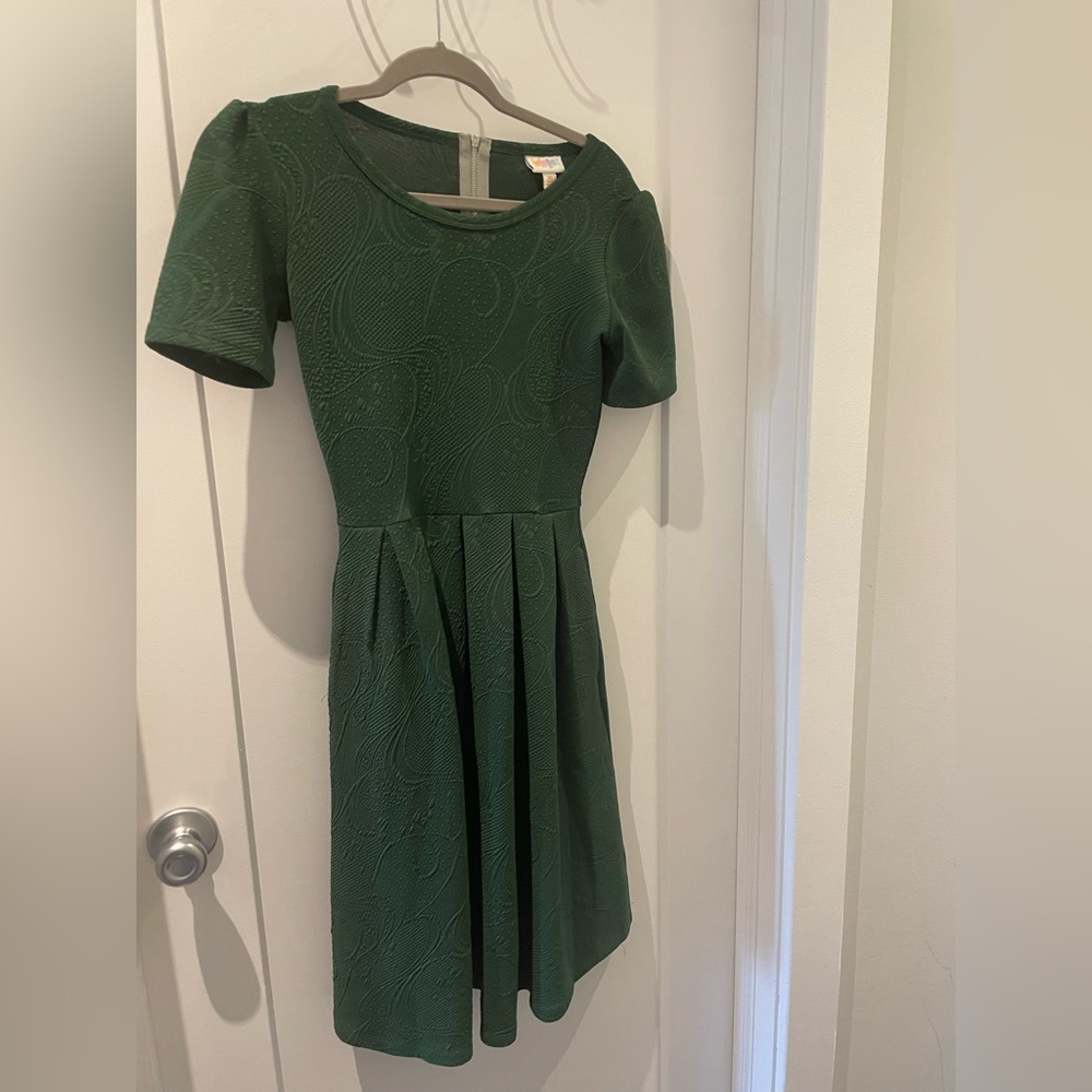 LuLaRow Fit and Flare Green Dress with Pockets